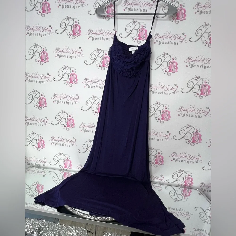 New York and company dress strapless royal Purple Ruffled floral stretchy soft - Picture 3 of 6